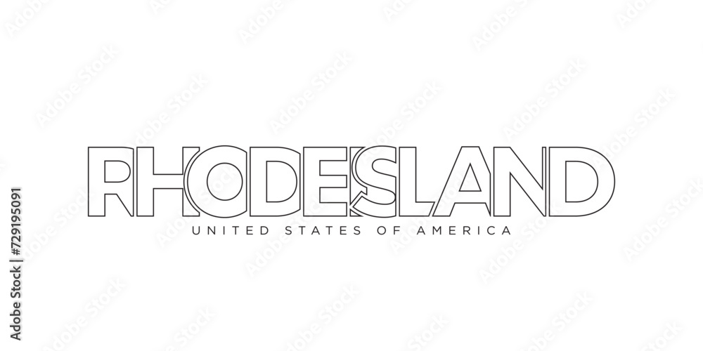 Rhode Island, USA typography slogan design. America logo with graphic city lettering for print and web.