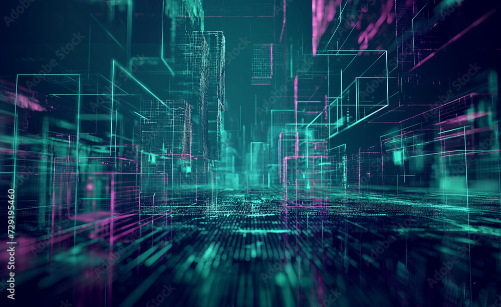 Futuristic Abstract Technology Background with Data Flow and AI Futuristic Abstract Technology Background with Data Flow and AI