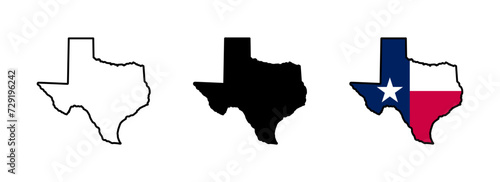 Texas map icons. Texas state border map icons. Texas sign symbol - vector illustration