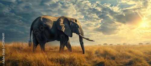 Big elephant on nature background. AI generated image © prastiwi