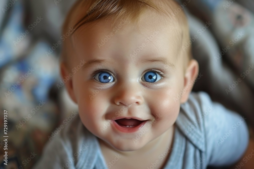 cute baby boy with blue eyes and smile 