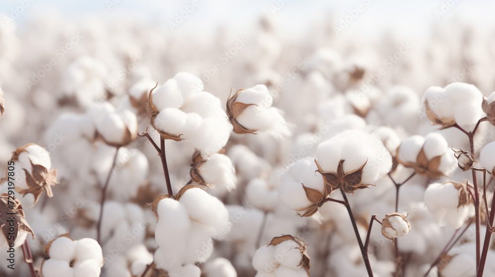 A Field of Cotton Plants With a Blue Sky in the Background