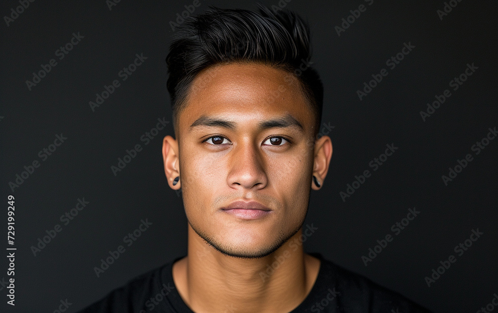 Obraz premium Close-up Portrait of a Person Wearing a Black Shirt