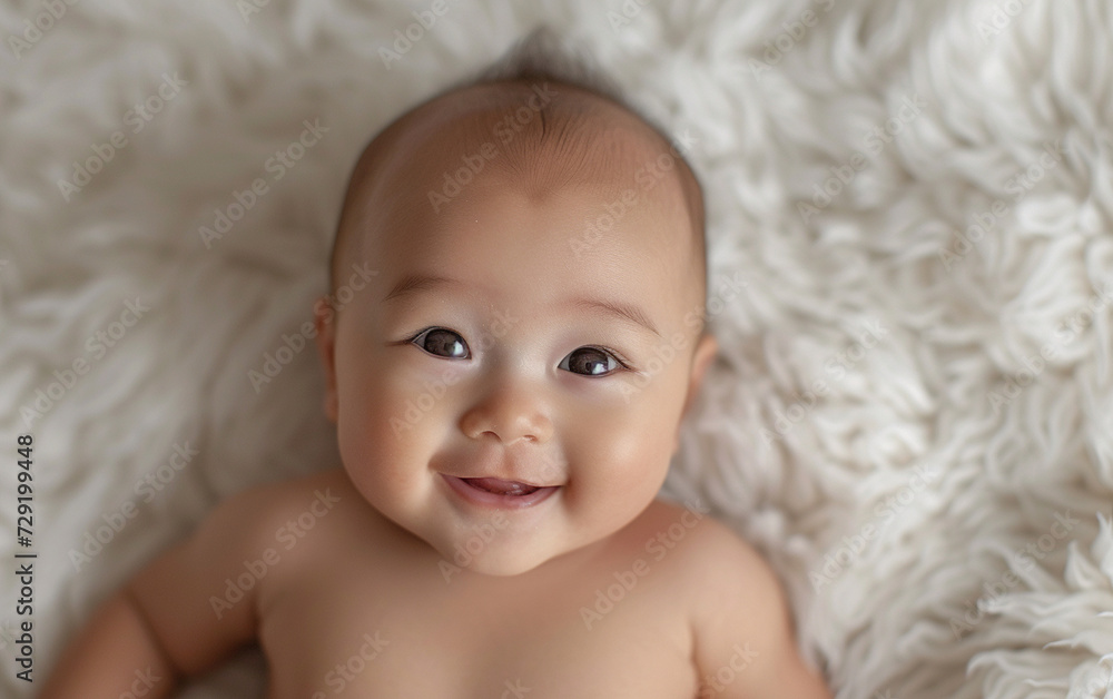 Baby Laying on Top of White Blanket Baby Laying on Top of White Blanket