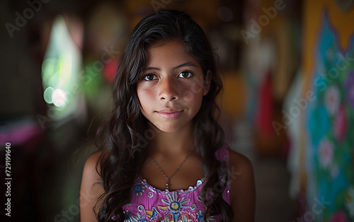 Young Multiracial Girl Posing for Picture