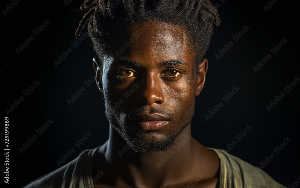 Obraz premium Multiracial Man With Dreadlocks Gazing at the Camera
