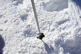 ski pole close-up in the snow