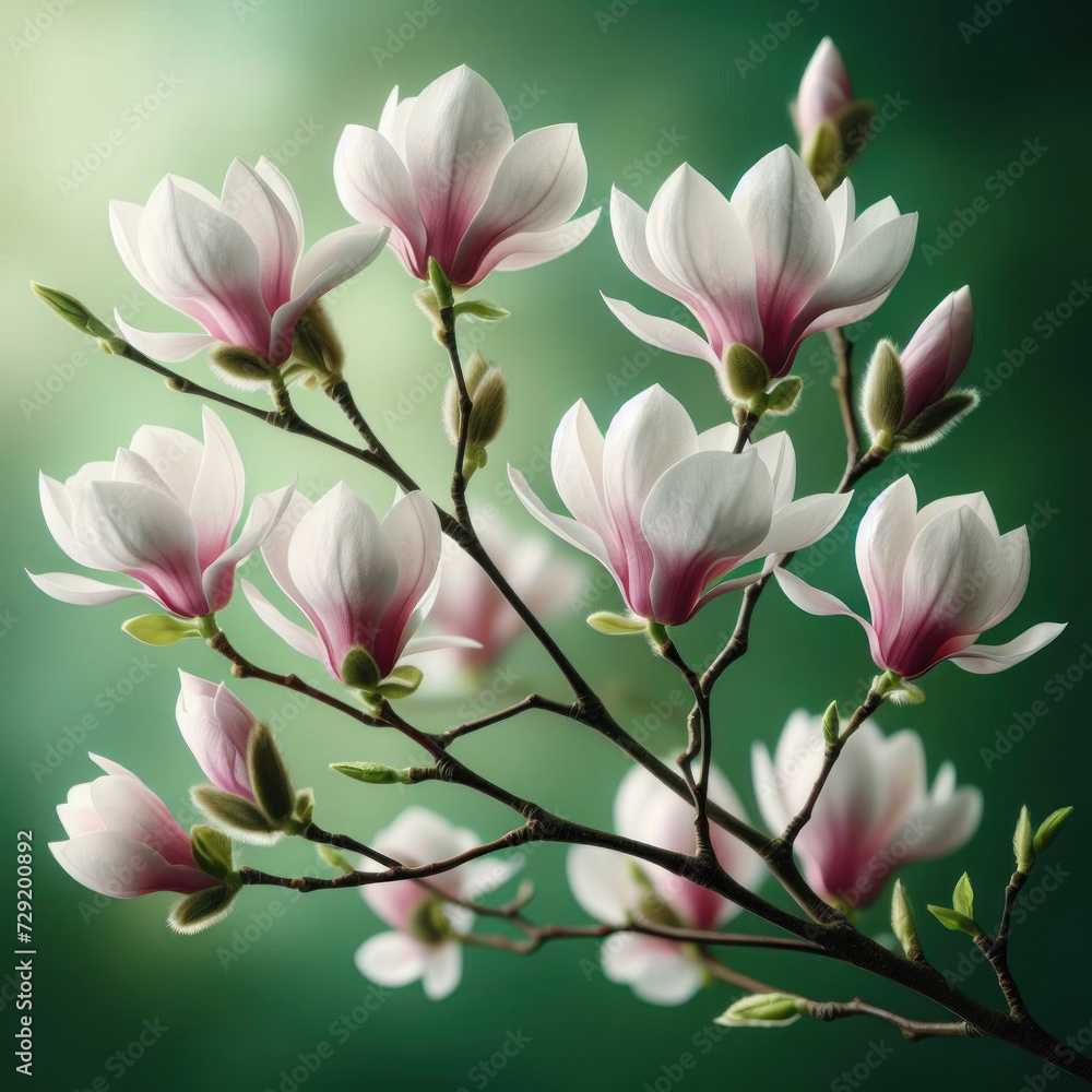 Fototapeta premium Beautiful magnolia blossoms, white and pink