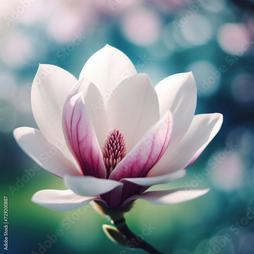 Beautiful magnolia blossoms, white and pink