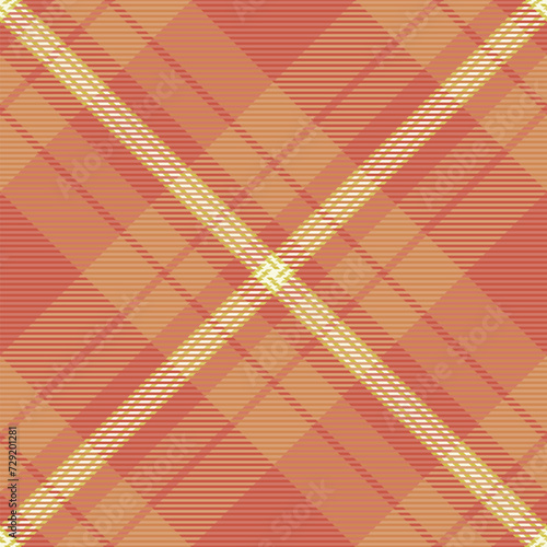 Small texture fabric background, 40s check textile tartan. Improvement vector pattern seamless plaid in red and orange colors.