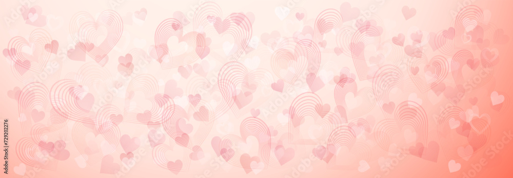 Background of large and small hearts in pink and peach colors. Illustration on Valentine Day