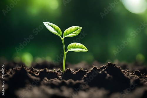 Green seedling sprouts close up