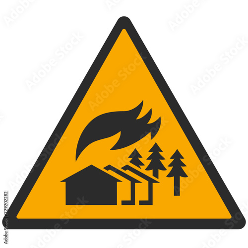 WARNING PICTOGRAM, WARNING;  Large-scale fire zone ISO 7010 - W073, SVG