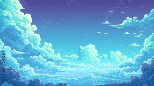 2d pixel sky, mobile game background photo