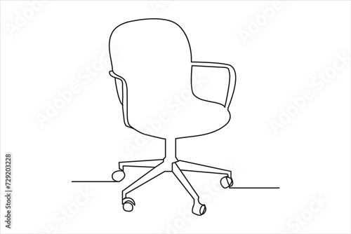 Office chair in continuous line drawing. chair Line art, clip art.Hand-drawn design elements. 