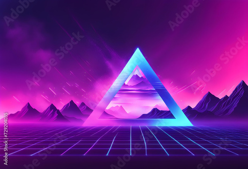 Synthwave vaporwave retrowave cyber landscape