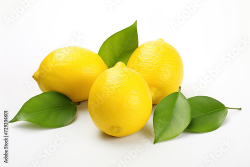 Fresh lemons on a white background.