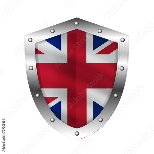Great britain flag on shield vector illustration