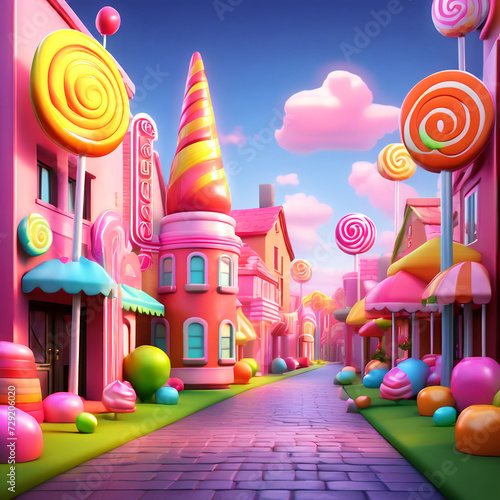 sweet candies houses on the street