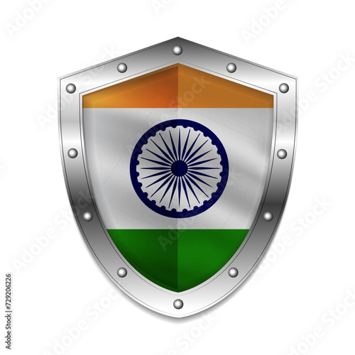 Indian flag on shield vector illustration