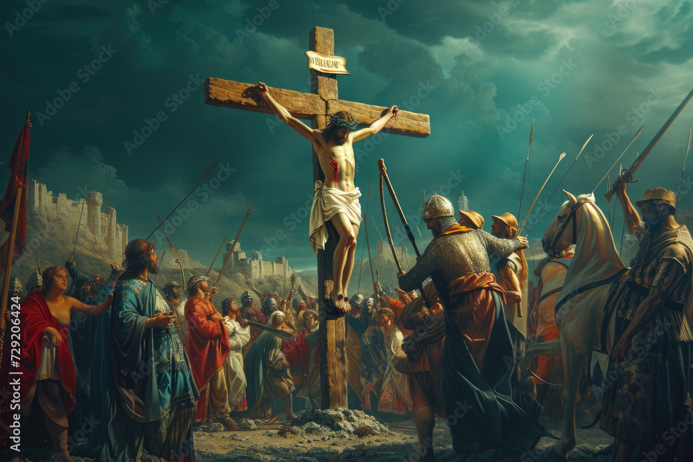 image of Jesus Christ on the cross, conveying sacrifice, salvation Stock Illustration | Adobe Stock