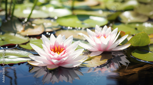 White pink water lily