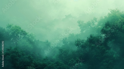 Toon, soft pastel, full page gradient, light green top to dark green bottom, vignetted, professional, iconic, popular, trendy, high quality, rain forest environment © Siti
