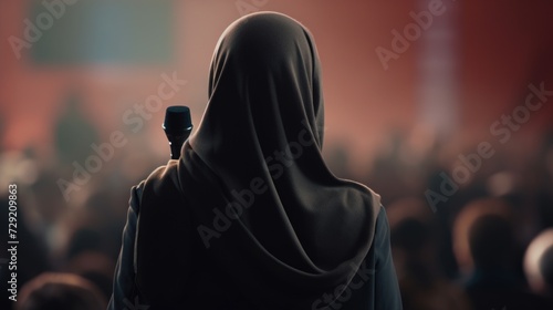 A person dressed in a black cloak holding a microphone. Suitable for various events and performances