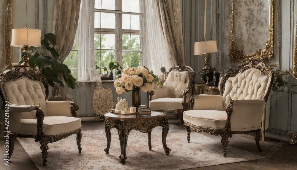 Fototapeta premium Luxurious interior in the vintage style. 