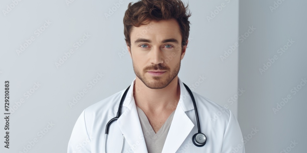 A picture of a man wearing a white lab coat and holding a stethoscope. Suitable for medical and healthcare-related projects A picture of a man wearing a white lab coat and holding a stethoscope. Suitable for medical and healthcare-related projects