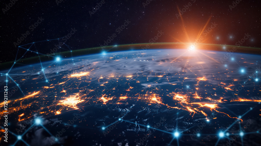Obraz premium Nighttime View of Earth From Space