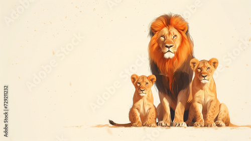 illustration of the lion family