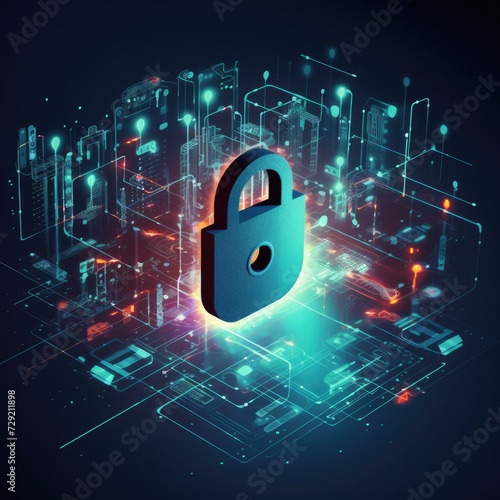 A padlock placed on top of a circuit board, symbolizing security and protection. This image can be used to illustrate concepts such as data encryption, cybersecurity, or secure digital communication