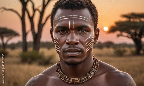 Canvas of Nomads: Artistic Portrait from Savanna's Tribal Lifestyle