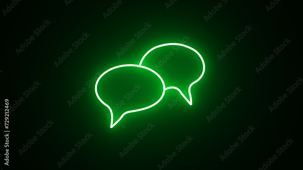 Neon glowing green color line speech bubble on black background. neon chat bubble sign, icon and symbol. Blank speech bubble in neon style. neon blog speech bubble. Neon glowing green color line speech bubble on black background. neon chat bubble sign, icon and symbol. Blank speech bubble in neon style. neon blog speech bubble.