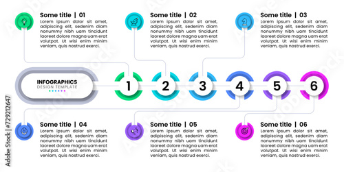 Infographic template. Abstract line with 6 connected circles