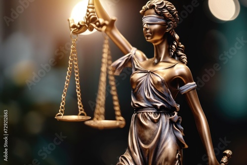 A statue of Lady Justice holding a sword. Suitable for legal and justice-related themes