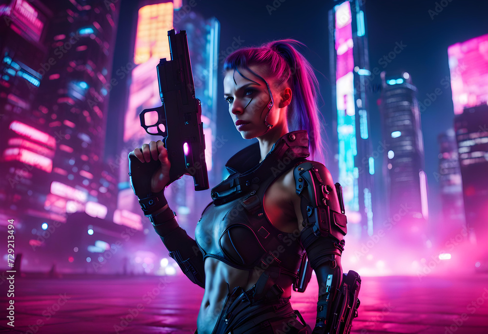 Cyberpunk concept. A courageous cyberpunk girl Cyberpunk concept. A courageous cyberpunk girl