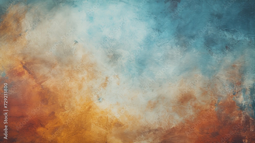 A painting depicting a sky with vibrant shades of blue and orange. Perfect for adding a pop of color to any space
