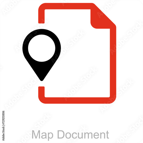 map document and location icon concept