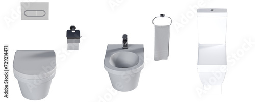 Lavatory pan isolated on a white background  bidet  3D illustration  and CG render