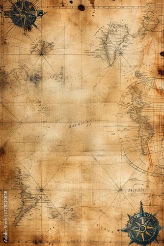 Nautical Ephemera vintage patterns background, antique textures, add old antique writing paper script.