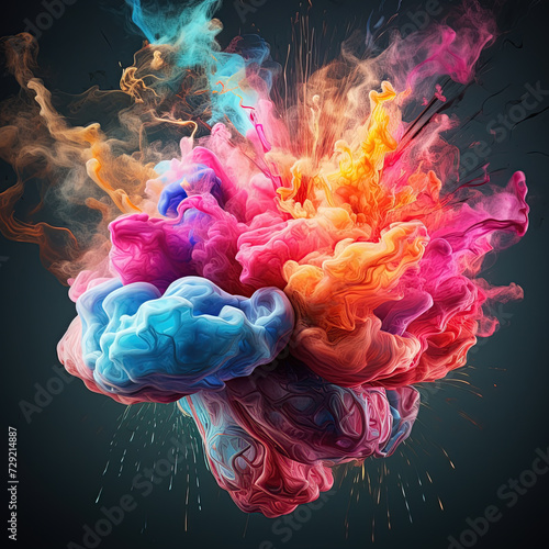 abstract colorful brain, Explosion of colorful clouds