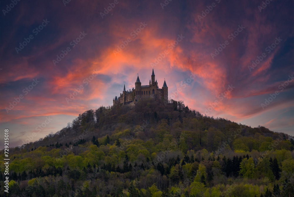 From the mountain called Zeller Horn (929 meters) you can enjoy the best view of Hohenzollern Castle. Swabian counts and princes as well as Prussian kings and German emperors have their roots in this
