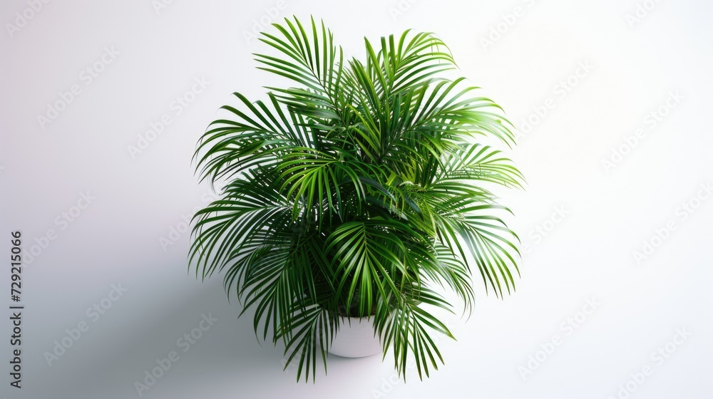 A potted plant with lush green leaves sitting on a clean white surface. Perfect for adding a touch of nature to any indoor space A potted plant with lush green leaves sitting on a clean white surface. Perfect for adding a touch of nature to any indoor space