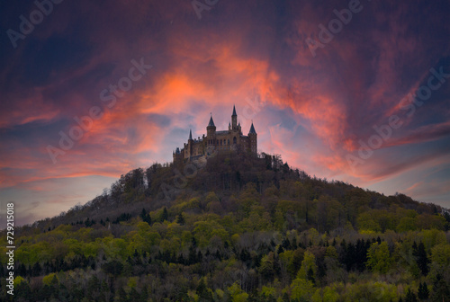 From the mountain called Zeller Horn  929 meters  you can enjoy the best view of Hohenzollern Castle. Swabian counts and princes as well as Prussian kings and German emperors have their roots in this
