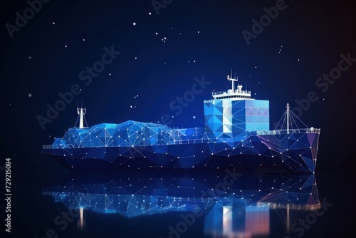 Worldwide cargo ship illustration on a background with copyspace. Transportation, logistic, shipping concept illustration.