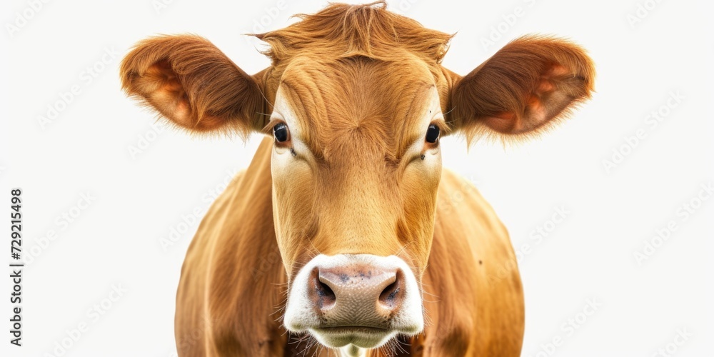 A detailed close-up of a brown cow's face. Perfect for agricultural or farm-related projects A detailed close-up of a brown cow's face. Perfect for agricultural or farm-related projects