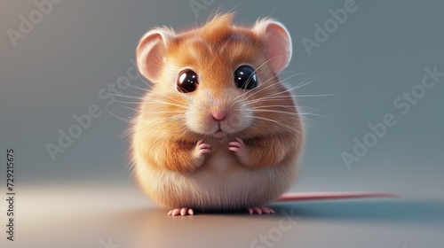 Cute fluffy hamster, cute little pet rodent with baby innocent eyes photo