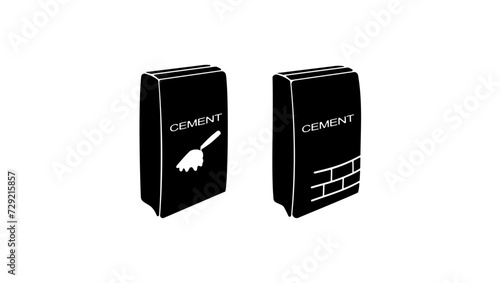 cement bag symbol, black isolated silhouette 